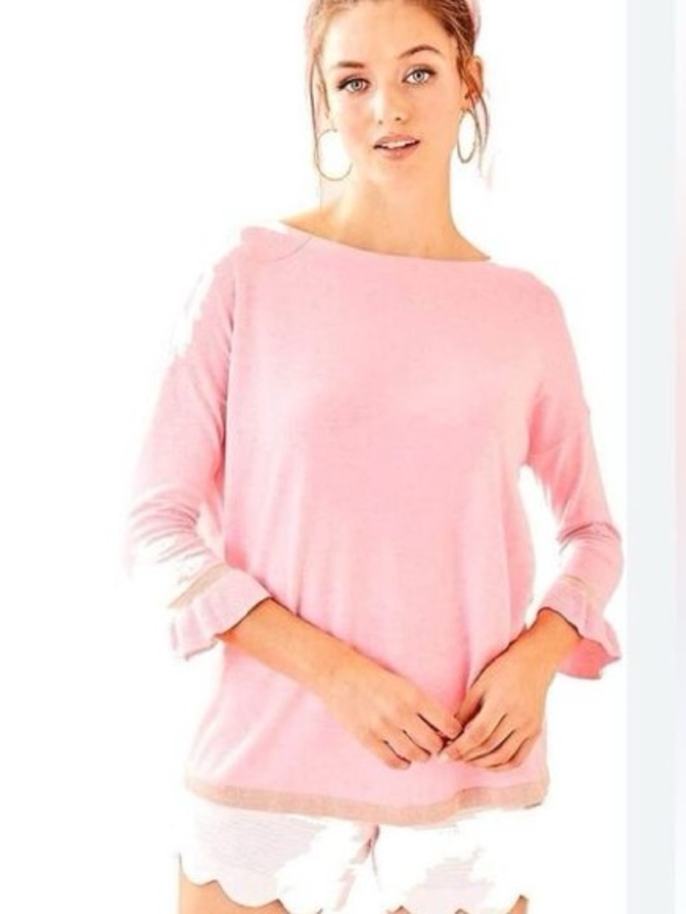 Lilly Pulitzer Coolmax Dayna Sweater in a heathered pink and khaki colorway Sz S